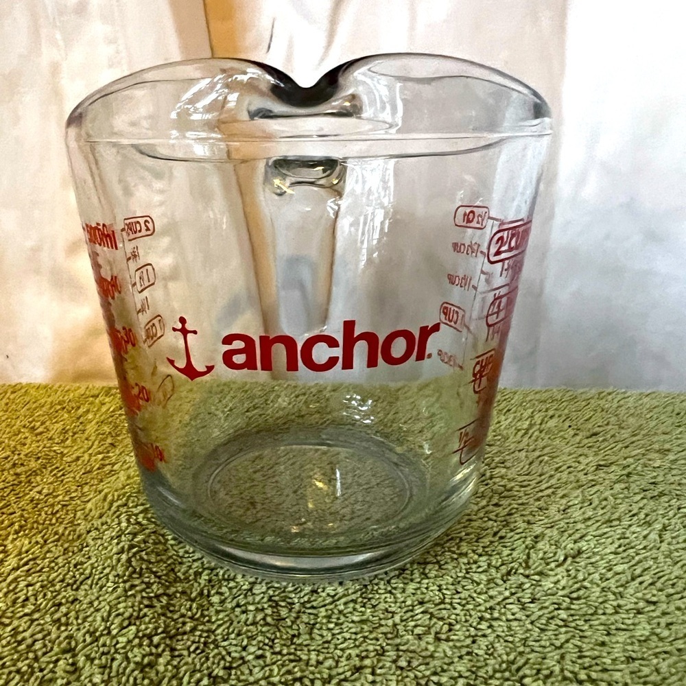 Anchor (Hocking) Vintage Clear Red‎ BIG NUMBERS Measuring 2 Cup 16 Oz Stackable!